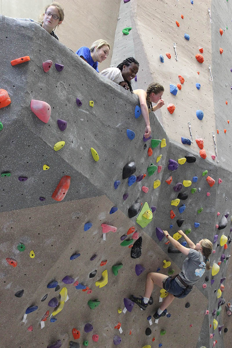 AGAM participants scaling a climbing wall
