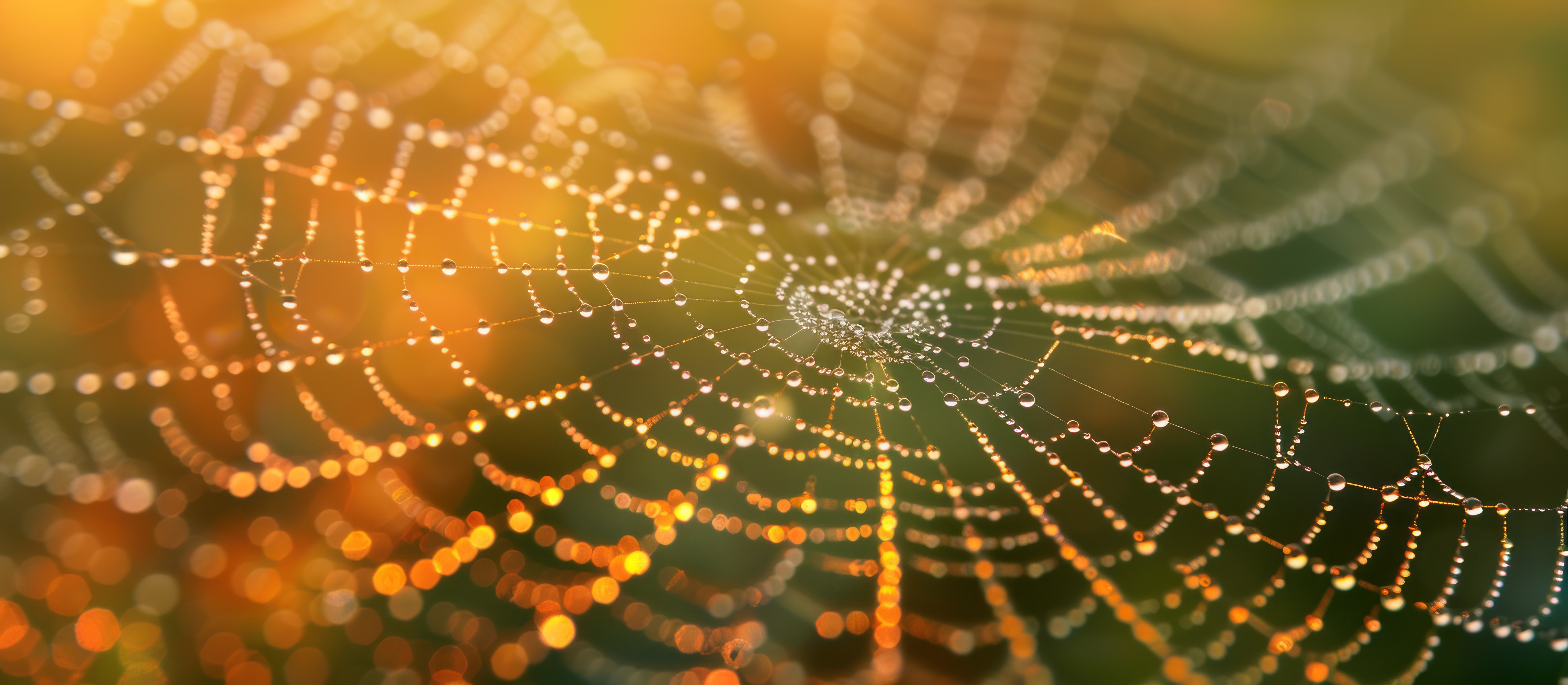 Spider web with morning dew