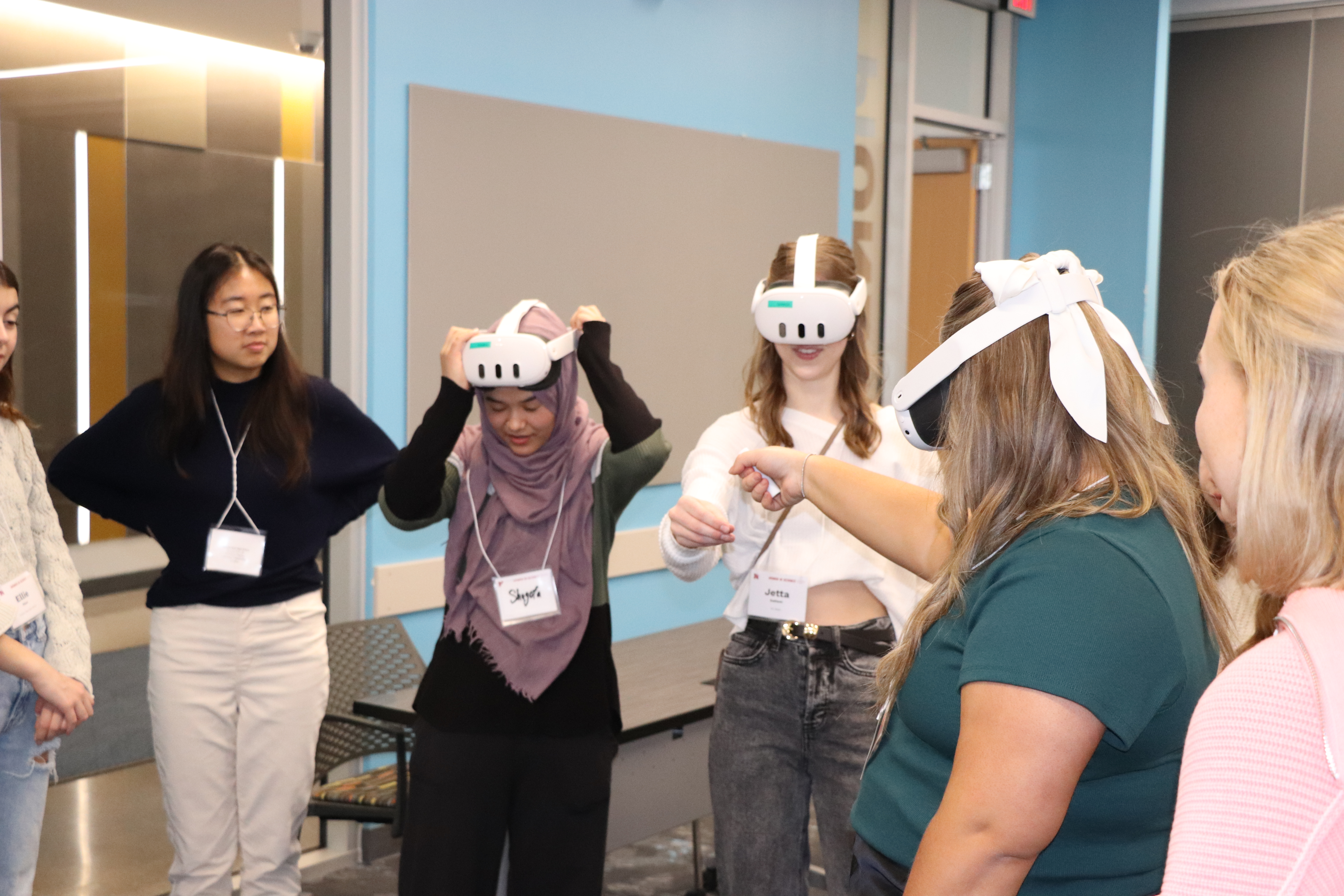 students using vr headsets