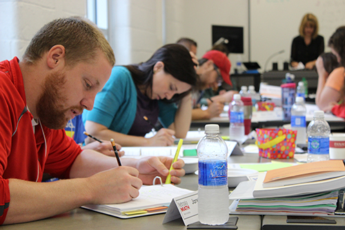 Teachers working during their class