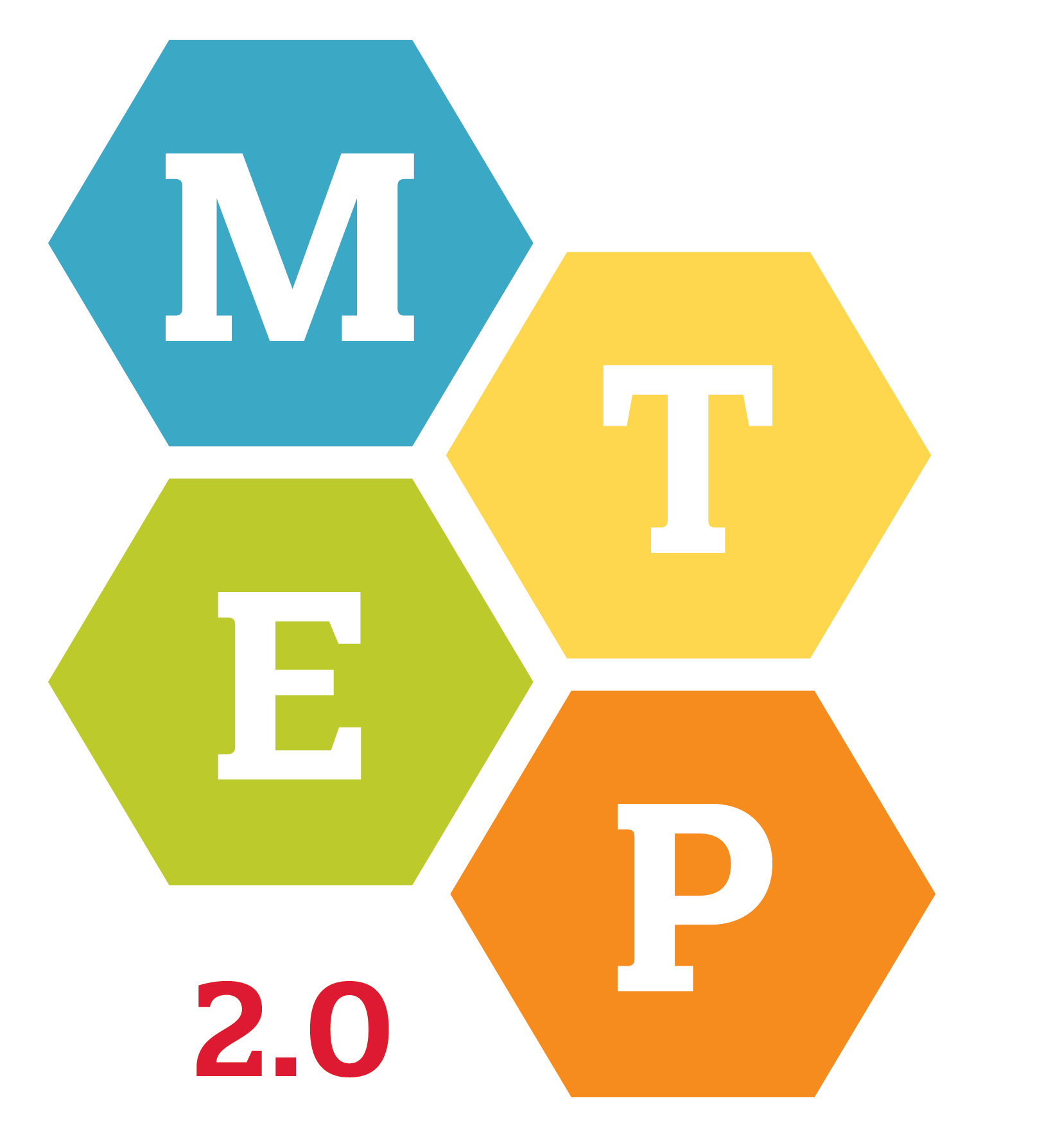 Letters M, T, E, P in hexagon, Mathematics Teacher Education Partnership Logo