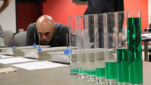 People studying things in lab