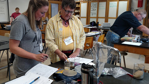 Teachers working at school