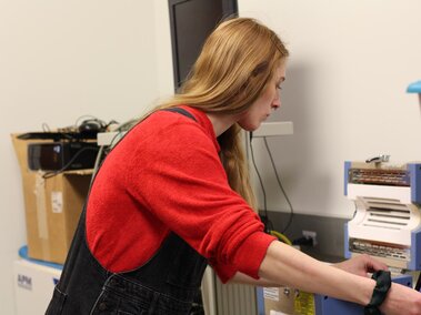 abbey bowers working in a lab