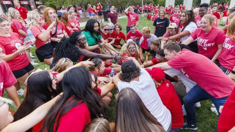 First-year Huskers play a game during the Chancellor's Barbecue, one of many Big Red Welcome events held as students returned to campus for the fall semester. 