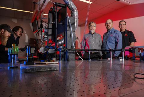 George Gogos (left), Craig Zuhlke and Jeffrey Shield are part of a $9.2 million grant awarded by the Department of Defense to a team headed by Northrop Grumman Corp. The goal of the research is to create smaller, scalable 3D stacks of chips and heat transfer technologies that will help regulate thermal management in those structures.