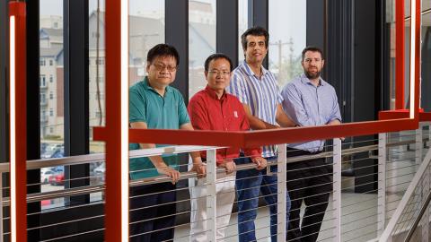 Nebraska Engineering researchers (from left) Yongfeng Lu, Bai Cui, Piyush Grover, and Keegan Moore are on teams that received three-year, $600,000 grants from the Defense Established Program to Stimulate Competitive Research.